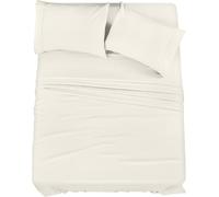 Utopia Bedding Parure de lit 4 pièces pour lit Deux Places en Microfibre Douce et Respirante, Comprend 1 Drap-Housse, 1 Drap Plat et 2 taies d'oreiller (Ivoire)