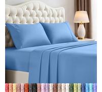 Utopia Bedding Parure de lit 4 pièces pour lit Deux Places en Microfibre Douce et Respirante, Comprend 1 Drap-Housse, 1 Drap Plat et 2 taies d'oreiller (Bleu hollandais)