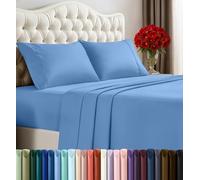 Utopia Bedding Parure de lit 4 pièces pour lit Deux Places en Microfibre Douce et Respirante, Comprend 1 Drap-Housse, 1 Drap Plat et 2 taies d'oreiller (Bleu hollandais)