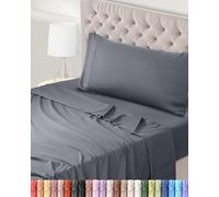 Utopia Bedding Parure de Lit 90x190, Draps de Lit 1 Personne, Ensemble de Draps 3 Pièces, Polyester Microfibre, 1 Drap Housse 90x190, 1 Drap Plat 167x243 et 1 Taie d'oreiller 50x75, Gris