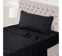 Utopia Bedding Parure de Lit 90x190, Draps de Lit 1 Personne, Ensemble de Draps 3 Pièces, Polyester Microfibre, 1 Drap Housse 90x190, 1 Drap Plat 167x243 et 1 Taie d'oreiller 50x75, Noir