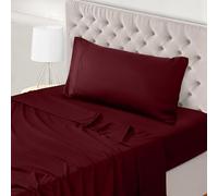 Utopia Bedding Parure de Lit 90x190, Draps de Lit 1 Personne, Ensemble de Draps 3 Pièces, Polyester Microfibre, 1 Drap Housse 90x190, 1 Drap Plat 167x243 et 1 Taie d'oreiller 50x75, Bordeaux