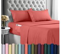 Utopia Bedding Parure de Lit Brodé, Draps de Lit, Polyester Microfibre, Drap Housse avec Poches de Rangement, Drap Plat et Taies d'oreiller Brodé