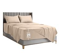 Utopia Bedding Parure de Lit Brodé, Draps de Lit, Polyester Microfibre, Drap Housse avec Poches de Rangement, Drap Plat et Taies d'oreiller Brodé