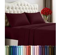 Utopia Bedding Parure de lit complète 4 pièces en Microfibre brossée - Draps Doux Qui ne rétrécissent Pas et ne se décolorent Pas - Entretien Facile (lit Double, Bordeaux)