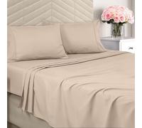 Utopia Bedding Parure de lit Double en Microfibre brossée Douce, Comprend 1 Drap-Housse, 1 Drap Plat, 2 taies d'oreiller, Bonnet Profond (Beige)
