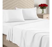Utopia Bedding Parure de lit en Microfibre brossée - Draps de lit Doux pour très Grand lit - Comprend 1 Drap-Housse, 1 Drap Plat et 2 taies d'oreiller - Poche Profonde (Blanc)