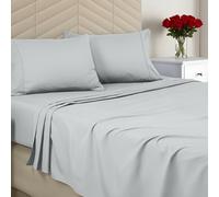 Utopia Bedding Parure de lit King Size en Microfibre brossée Douce, Comprend 1 Drap-Housse, 1 Drap Plat, 2 taies d'oreiller, Bonnet Profond (Gris Clair)
