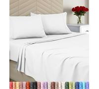 Utopia Bedding Parure de lit en Microfibre brossée - Draps de lit Doux pour très Grand lit - Comprend 1 Drap-Housse, 1 Drap Plat et 2 taies d'oreiller - Poche Profonde (Blanc)