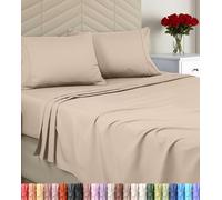 Utopia Bedding Parure de lit Queen Size en Microfibre brossée Douce, Comprend 1 Drap-Housse, 1 Drap Plat, 2 taies d'oreiller, Bonnet Profond (Beige)