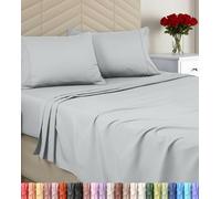 Utopia Bedding Parure de lit Queen Size en Microfibre brossée Douce, Comprend 1 Drap-Housse, 1 Drap Plat, 2 taies d'oreiller, Bonnet Profond (Gris Clair)