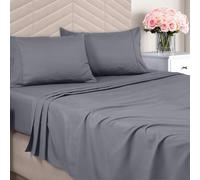 Utopia Bedding Parure de lit Queen Size - Microfibre brossée - Draps de lit Doux pour Grand lit - Parure de lit de Luxe avec Drap-Housse, Drap Plat et 2 taies d'oreiller - Poche Profonde (Gris)