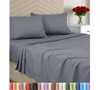 Utopia Bedding Parure de lit Queen Size - Microfibre brossée - Draps de lit Doux pour Grand lit - Parure de lit de Luxe avec Drap-Housse, Drap Plat et 2 taies d'oreiller - Poche Profonde (Gris)