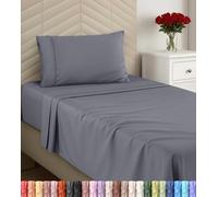 Utopia Bedding Parure de lit Simple en Microfibre brossée Douce, Comprend 1 Drap-Housse, 1 Drap Plat, 1 taies d'oreiller, Bonnet Profond (Gris)