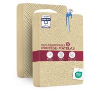 Utopia Bedding Protège Matelas 135 x 190 x 40 cm Imperméable, Certifié Oeko TEX, Alèse Drap Housse, Matelas Couvre, Respirant, Élastique Tout Autour Beige