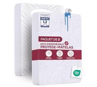 Utopia Bedding Protège Matelas 140 x 200 x 30 cm (Paquete de 2) Imperméable, Certifié Oeko TEX, Alèse Drap Housse, Matelas Couvre, Respirant, Élastique Tout Autour Blanc