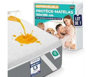 Utopia Bedding Protège Matelas 150 x 190 cm Imperméable, 4 Coins Elastiques, Certifié Oeko TEX, Alèse Drap Housse, Matelas Couvre, Respirant