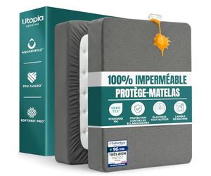 Utopia Bedding Protège Matelas 180 x 200 x 40 cm Imperméable, Certifié Oeko TEX, Alèse Drap Housse, Matelas Couvre, Respirant, Élastique Tout Autour Gris