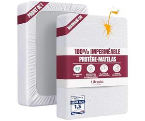 Utopia Bedding Protège Matelas 80 x 190 x 30 cm Imperméable, Certifié Oeko TEX, Alèse Drap Housse, Matelas Couvre, Respirant, Élastique Tout Autour Blanc