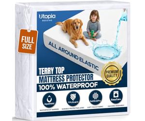 Utopia Bedding Protège-Matelas imperméable en Tissu éponge de qualité supérieure 200 g/m², Respirant, Style ajusté avec Poches Extensibles (Blanc)