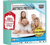 Utopia Bedding Protège-Matelas imperméable et Respirant avec Poches Stretch 200 g/m² Bleu Spa