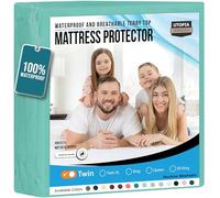 Utopia Bedding Protège-Matelas imperméable pour lit Double, en Tissu éponge de qualité supérieure, 200 g/m², Respirant avec Poches Extensibles, Bleu Spa