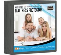 Utopia Bedding Protège-Matelas imperméable pour très Grand lit, 200 g/m², Respirant, Style ajusté avec Poches Extensibles (Gris)