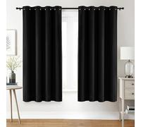 Utopia Bedding Rideaux Occultants à Oeillets 2 Panneaux [132x160 cm, Noir], Rideaux d'Isolation Thermique et Sonore pour Chambre et Salon