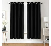 Utopia Bedding Rideaux Occultants à Oeillets 2 Panneaux [140x175 cm, Noir], Rideaux d'Isolation Thermique et Sonore pour Chambre et Salon