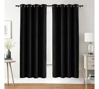 Utopia Bedding Rideaux Occultants à Oeillets 2 Panneaux [140x220 cm, Noir], Rideaux d'Isolation Thermique et Sonore pour Chambre et Salon