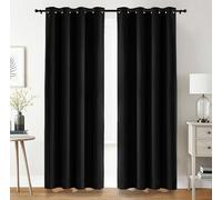 Utopia Bedding Rideaux Occultants à Oeillets 2 Panneaux [140x260 cm, Noir], Rideaux d'Isolation Thermique et Sonore pour Chambre et Salon