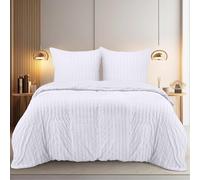 Utopia Bedding Seersucker Housse de Couettet 220x240 cm avec 2 Taies d'oreiller 65x65 cm (Blanc) - Parure de lit 220x240 cm - Ensembles de Housses de Couette en Microfibre brossée Douce