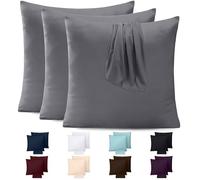 Utopia Bedding - Taies d'oreiller 45 x 45 cm - Lot de 4 Taies d'oreiller en Microfibre de Polyester brossé avec Fermeture par enveloppe - Gris