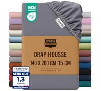Utopia Bedding Topper Drap Housse - Gris, 140 x 190/200 cm | Certifié Oeko-Tex - Bonnets 15 cm pour Matelas - Polyester Microfibre brossée
