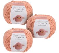 Utopia Crafts Amigurumi Cotton DK Lot de 3 pelotes de fil DK pour crochet et tricot 50% coton et 50% acrylique mélangé 50 g Couleur chair