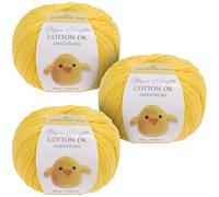 Utopia Crafts Amigurumi Cotton DK Lot de 3 pelotes de fil DK pour crochet et tricot 50% coton et 50% acrylique mélangé Jaune 50 g