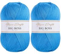 Utopia Crafts Big Boss 400g Knitting & Crochet Yarn 1200m (Azure Blue) (Lot de 2)