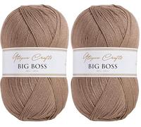 Utopia Crafts Big Boss 400g Knitting & Crochet Yarn 1200m (Cappuccino Beige) (Lot de 2)