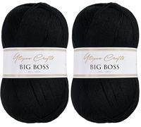 Utopia Crafts Big Boss 400g Knitting & Crochet Yarn 1200m (Deep Black) (Lot de 2)