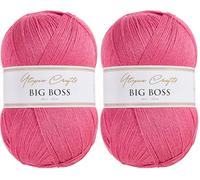 Utopia Crafts Big Boss 400g Knitting & Crochet Yarn 1200m (Rose Pink) (Lot de 2)
