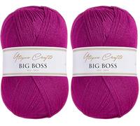 Utopia Crafts Big Boss 400g Knitting & Crochet Yarn 1200m (Royal Magenta) (Lot de 2)