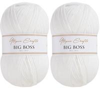 Utopia Crafts Big Boss 400g Knitting & Crochet Yarn 1200m (Soft White) (Lot de 2)