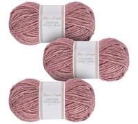 Utopia Crafts Country Lot de 3 pelotes de laine mélangée Aran pour tricot et crochet 100 g Rose vintage