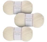 Utopia Crafts Country Lot de 3 pelotes de laine mélangée Aran pour tricot et crochet Crème ivoire 100 g