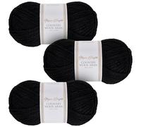 Utopia Crafts Country Lot de 3 pelotes de laine mélangée Aran pour tricot et crochet Noir 100 g