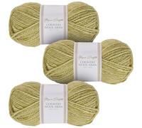 Utopia Crafts Country Lot de 3 pelotes de laine mélangée Aran pour tricot et crochet Vert olive 100 g