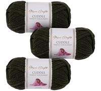 Utopia Crafts Cuddle Laine Chenille, Fil Chenille, Pelote de Laine à Tricoter Super Épaisse de 100 g (60 m), Moelleuse, Douce, Facile à Utiliser, Idéale pour Crochet et Tricot, Lot de 3, Onyx