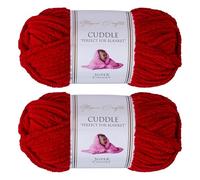Utopia Crafts Cuddle Laine Chenille, Fil Chenille, Pelote de Laine à Tricoter Super Épaisse de 100 g (60 m), Moelleuse, Douce, Facile à Utiliser, Idéale pour Crochet et Tricot, Lot de 2, Rouge Cerise