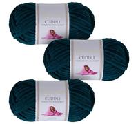 Utopia Crafts Cuddle Laine Chenille, Fil Chenille, Pelote de Laine à Tricoter Super Épaisse de 100 g (60 m), Moelleuse, Douce, Facile à Utiliser, Idéale pour Crochet et Tricot, Lot de 3, Vert Émeraude
