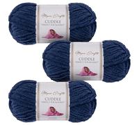 Utopia Crafts Cuddle Laine Chenille, Fil Chenille, Pelote de Laine à Tricoter Super Épaisse de 100 g (60 m), Moelleuse, Douce, Facile à Utiliser, Idéale pour Crochet et Tricot, Lot de 3, Indigo